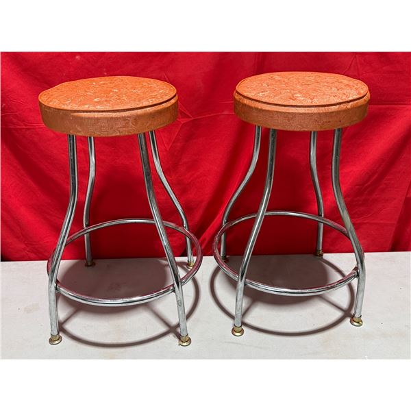 2 Mid Century Curved Legged Stools