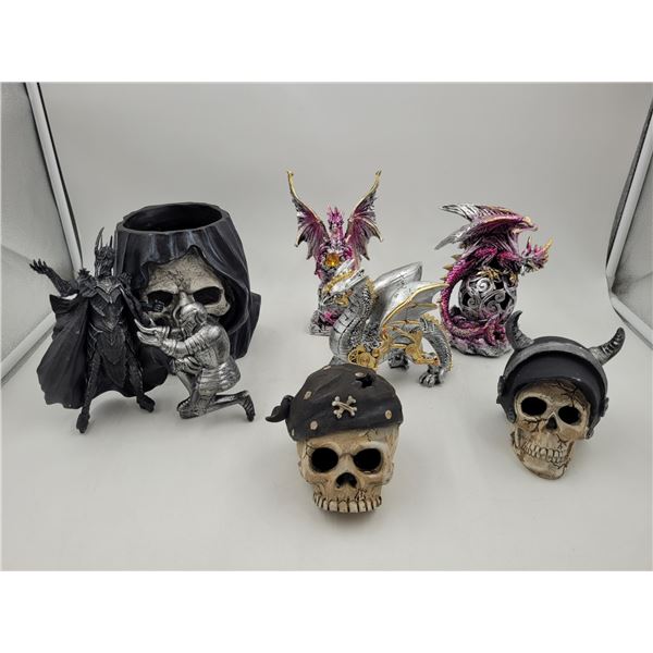 Fantasy Collectibles: Dragon Figurines, Knights, & Skulls