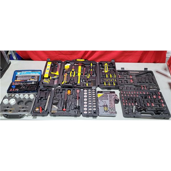 Assorted Tool Sets (Some Incomplete): Sockets, Hammer, Level, Screwdrivers, & More