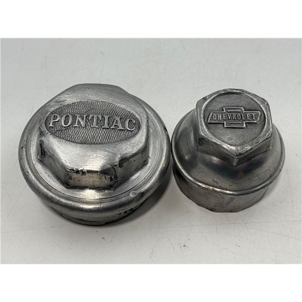 2 Vintage Hub Caps: Pontiac & Chevrolet