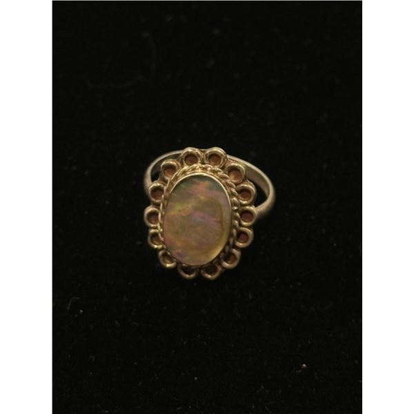 Vintage Abalone Center Mexican Silver Ring