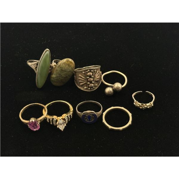 9 Silver Rings (Lots Stamped)