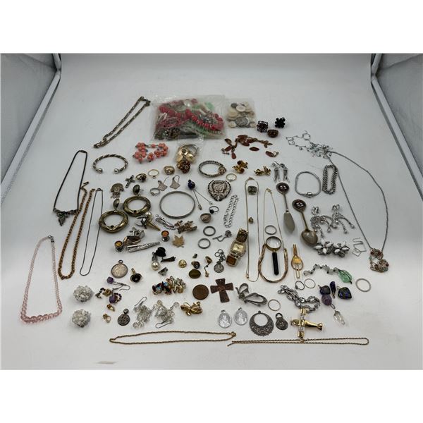 Assorted Jewelry & Miniature Magnifying Glass: Necklaces, Rings, Bracelets, & More