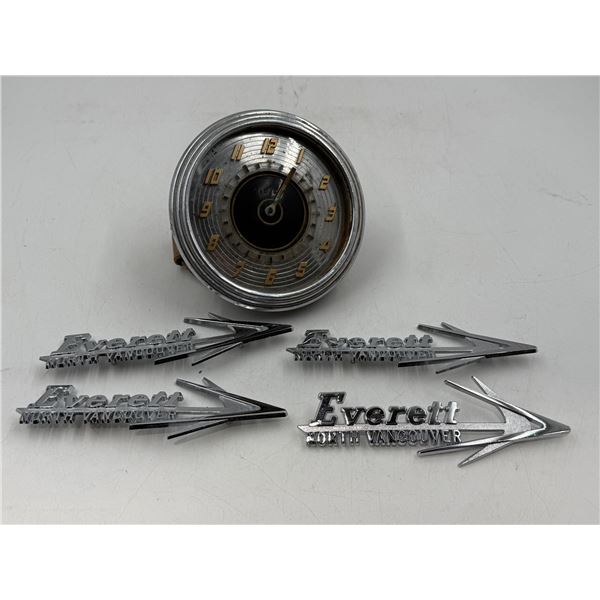 Vintage Everett Car Emblems & Vintage Odometer