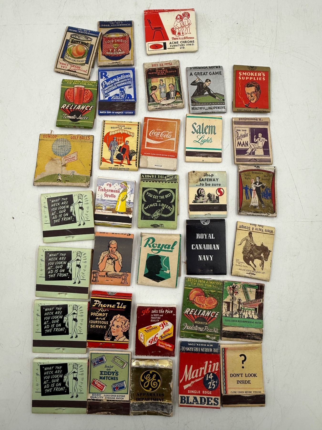 Vintage Advertising Matches: Coca-Cola, Reliance, Safeway, Royal, & More