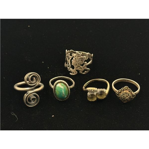 5 Silver Rings (Some Stamped)