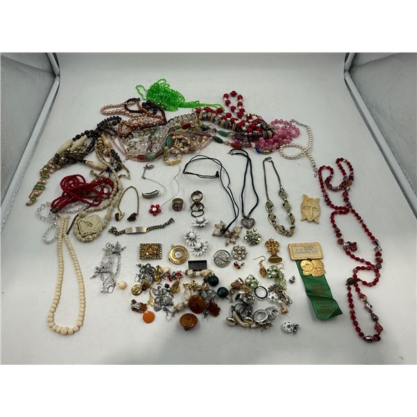 Assorted Jewelry: Necklaces, Rings, Bracelets, Earrings, Brooches