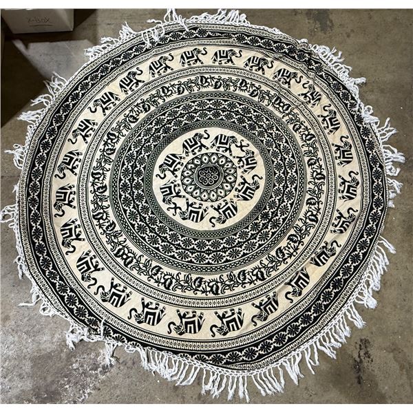 Large Round Elephant Themed Tassel Tablecloth