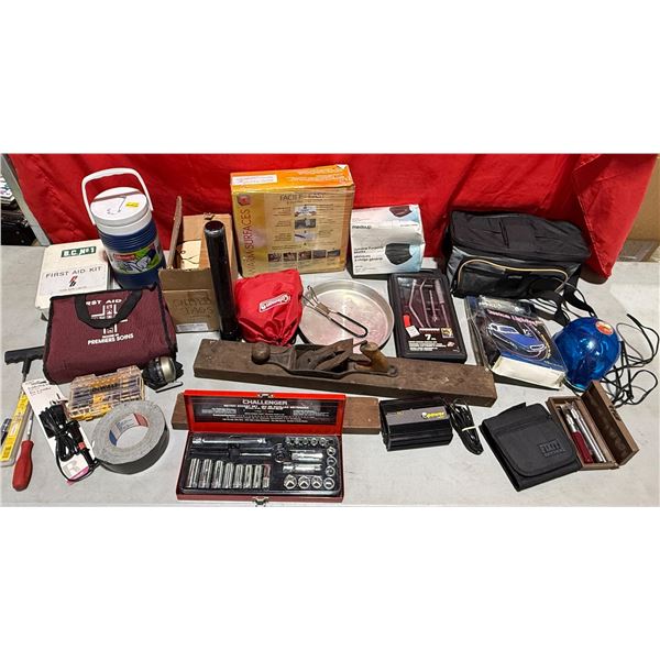 Variety Lot: Tools, Water Cooler, Coleman Camping Cookware, Thermos Lunch Bag, & More