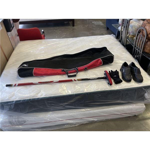 COMPLETE CURLING SET - BAG, BROOM, SHOES, GLOVES - MINT CONDITION