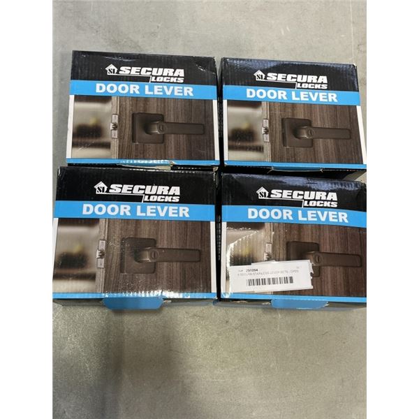 4 SECURA STAINLESS LEVER SETS - OPEN BOXES