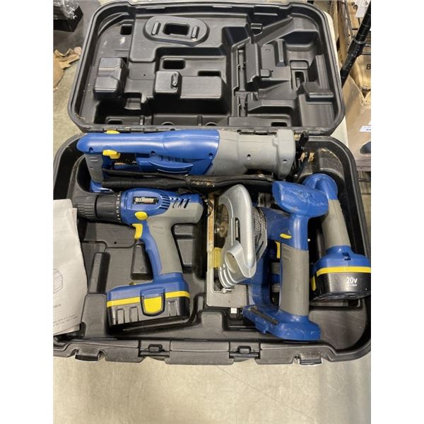 LITHIUM TOOL CASE KIT -  18V CORDLESS FLASH LIGHT, 18V RECIPROCATING SAW, 18V CIRCULAR SAW, AND DRIL