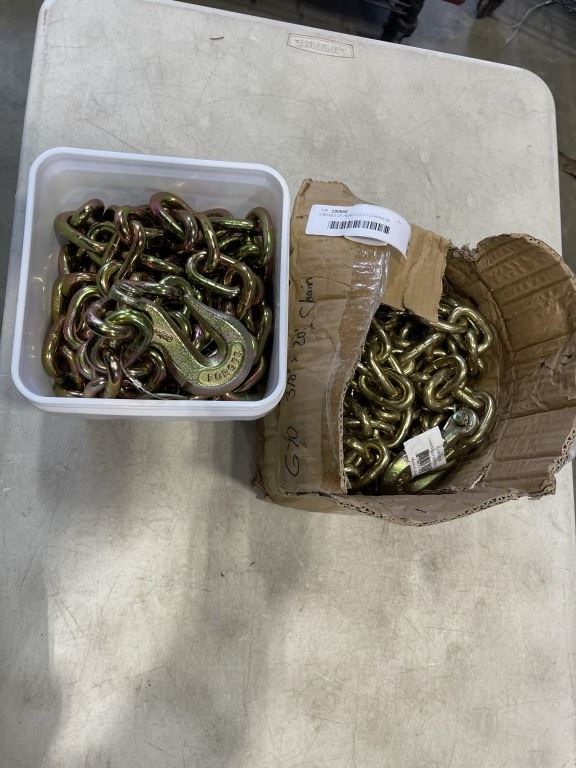 Cleton Chain Box 2 BOXES OF HEAVY DUTY CHAINS W/ HOOKS