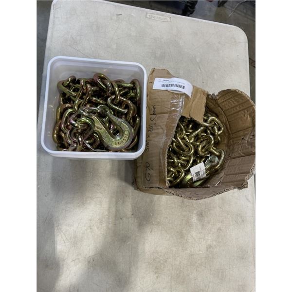 2 BOXES OF HEAVY DUTY CHAINS W/ HOOKS