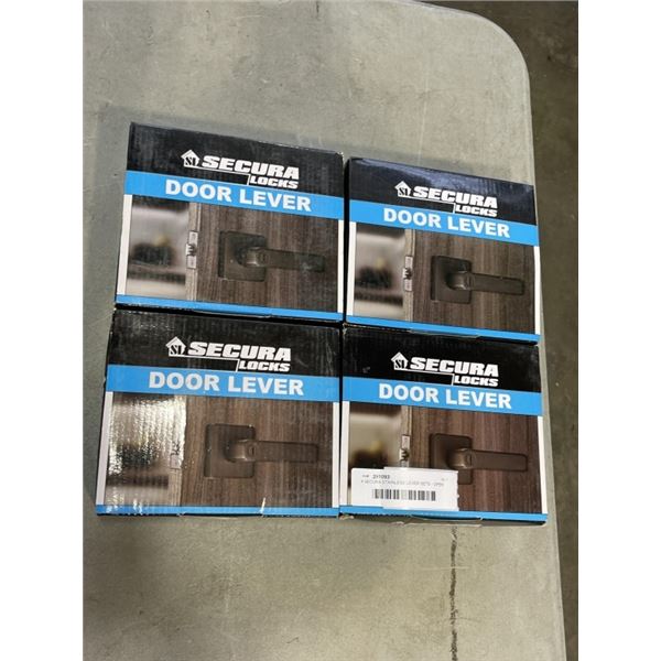 4 SECURA STAINLESS LEVER SETS - OPEN BOXES
