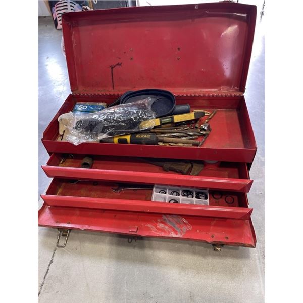 TOOL BOX WITH ASSORTED HAND TOOLS