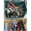 Image 2 : 4 TRAYS AND BIN OF ASSORTED SHOP HARDWARE, TOOLS, CASTORS ETC