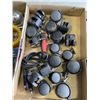 Image 5 : 4 TRAYS AND BIN OF ASSORTED SHOP HARDWARE, TOOLS, CASTORS ETC