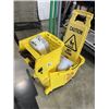 Image 3 : RUBBERMAID MOP BUCKET WITH WET FLOOR SIGN, MOTION SANITIZER DISPENSER WORKING, WRINGER AND MOP