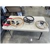 Image 1 : 3 RACING STEERING WHEELS AND WOODEN WHEEL