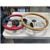Image 3 : 3 RACING STEERING WHEELS AND WOODEN WHEEL
