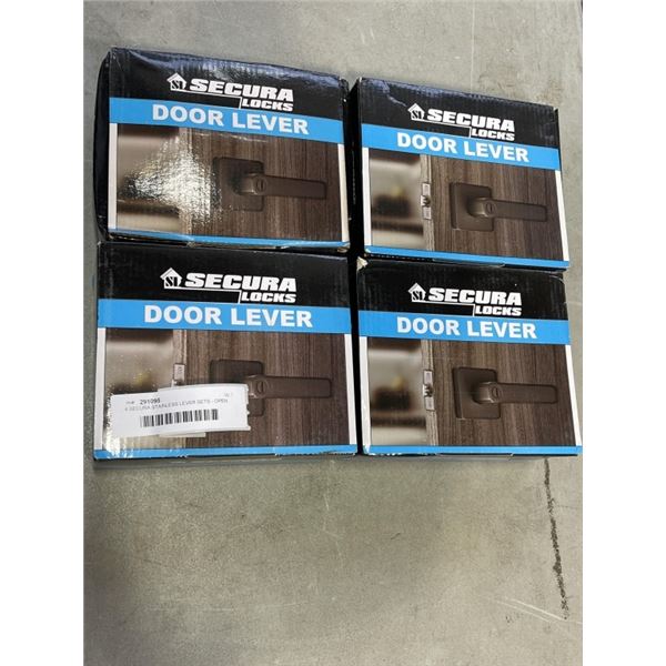4 SECURA STAINLESS LEVER SETS - OPEN BOXES