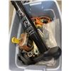 Image 2 : 2 TRIPODS AND 2 BOXES OF TOOLS - TIRE INFLATOR, WORK LIGHT, PUMP, ETC
