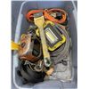 Image 3 : 2 TRIPODS AND 2 BOXES OF TOOLS - TIRE INFLATOR, WORK LIGHT, PUMP, ETC