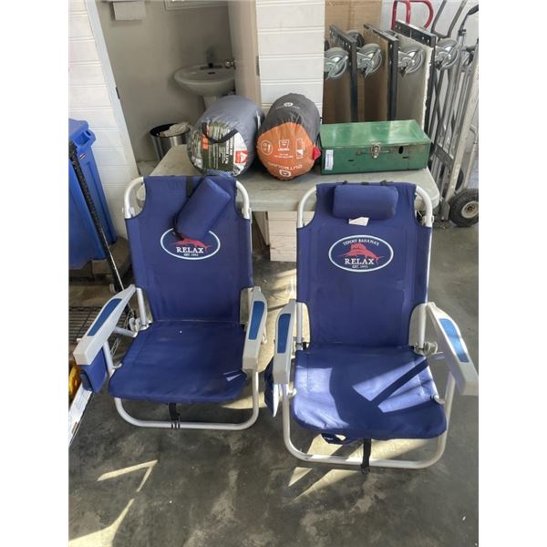 LOT OF CAMPNG GEAR - FOLDING CHAIRS, SLEEPING BAGS, COLEMON STOVE