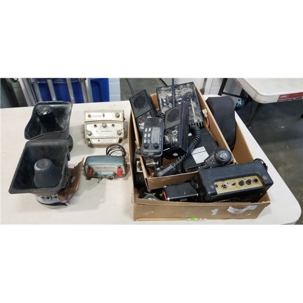 2 TRAYS OF ELECTRONICS  OLD MOTTROLLA CHANNEL SCANN AND OTHER VARIUOS ITEMS