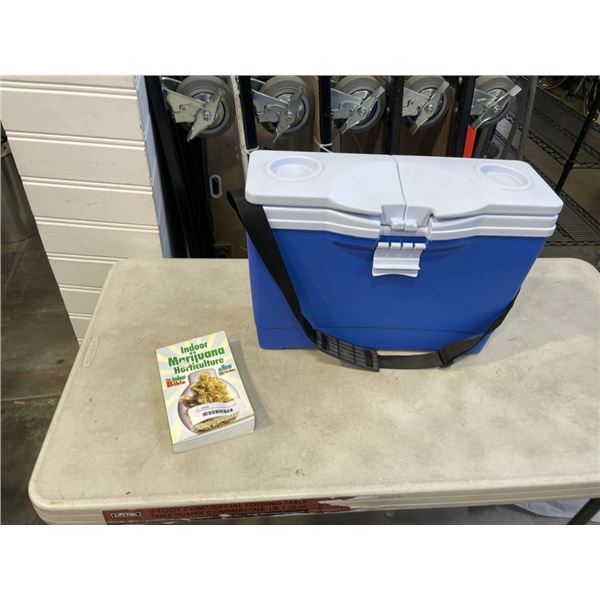 RUBBERMAID SLIM COOLER AND MARIJUNA BOOKS FOR RECIPES