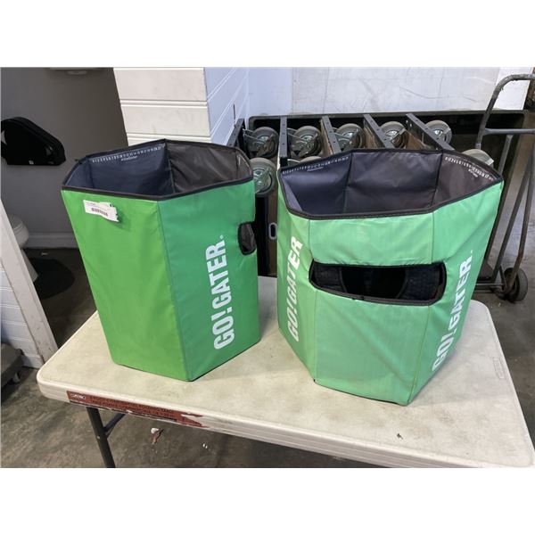 2 GO GATER BINS W/ BACKPACK AND HELMETS