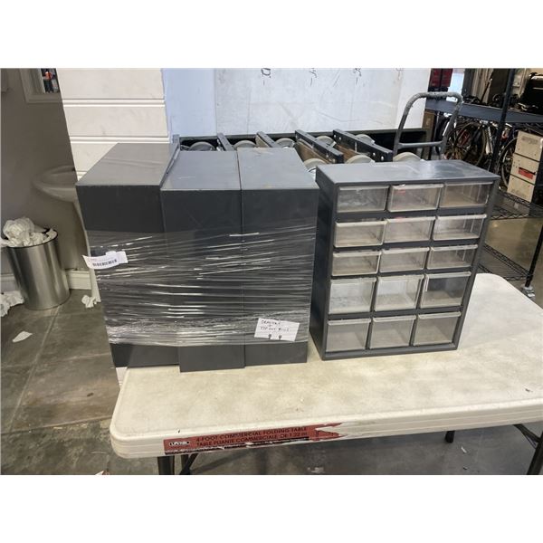 4 METAL PARTS ORGANIZER WITH DRAWERS AND TIP OUT BINS