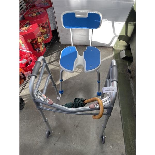 SENIORS WALKER CANE UMBRELLA  AND SHOWER SEAT