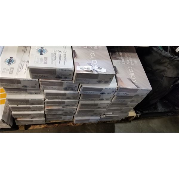 26 BOXES NEW KAIROS WATER RESISTANT LAMINATE FLOORING - $32 AND 6 PLANKS PER BOX, 15 SQ/FT PER BOX -