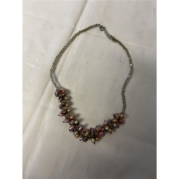 VINTAGE CRYSTAL BEADS AND CULTURED PEARLS NECKLACE