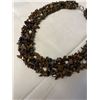 Image 2 : VINTAGE HAND CRAFTED NATURAL TIGERS EYE STONES W/ CULTURED FRESHWATER PEARLS CHOKER NECKLACE