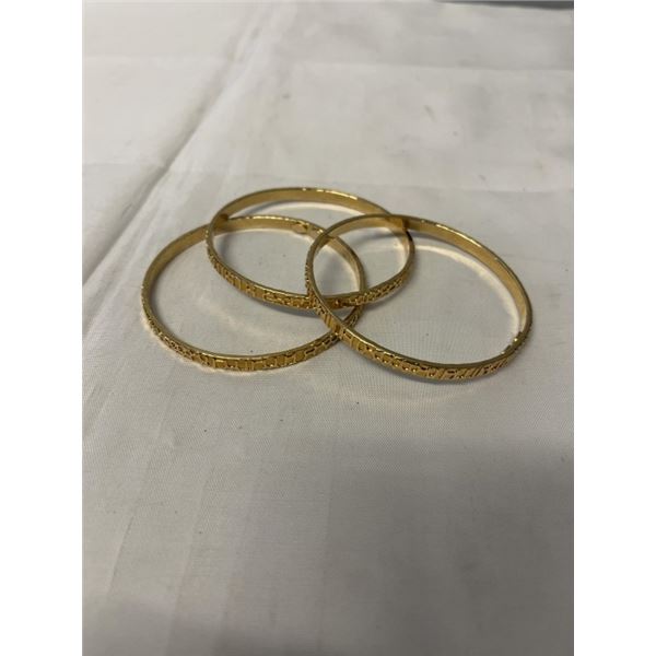 3 GOLD PLATED BANGLES EA MARKED CHINA GRAZIANO