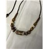 Image 2 : WOOD AMBER AND CHEVRON BEADS NECKLACE