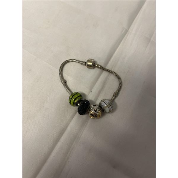 VINTAGE PANDORA STYLE BRACELET W/ BEADS