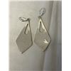 Image 2 : PAIR OF SILVER ENAMEL W/ MOTHER OF PEARL INLAID EARRINGS, UNMARKED 2" LENGTH