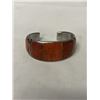 Image 1 : VINTAGE MEXICAN SILVER W/ CORAL OPEN CUFF BANGLE