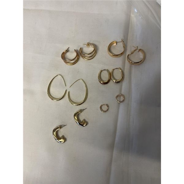 6 PAIRS OF GOLD PLATED EARRINGS, NONE MARKED