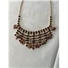 Image 2 : VINTAGE DARK RED RHINESTONES NECKLACE EACH PRONGES SET, CHOKER LENGTH 16"
