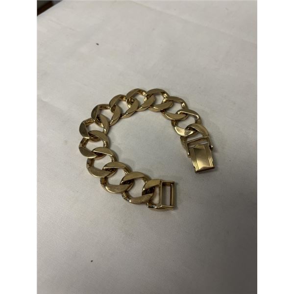 HEAVY GOLD PLATED LINKS BRACELET 7.5" LONG