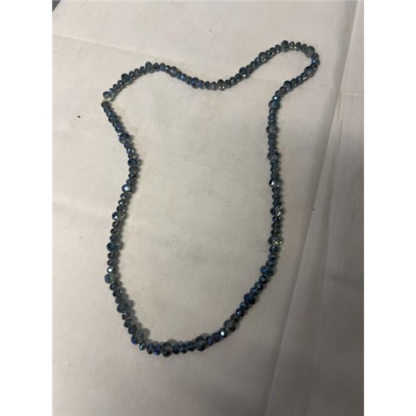 BLUE CRYSTAL BEADS NECKLACE 24" LENGTH