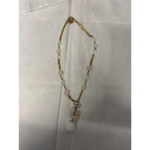 ROSEQUARTZ AND CRUSTAL BEADS NECKLACE 15-17" LENGTH