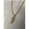 Image 2 : ROSEQUARTZ AND CRUSTAL BEADS NECKLACE 15-17" LENGTH
