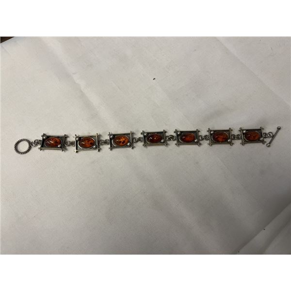 STERLING SILVER W/ AMBER STONES BRACELET