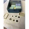 Image 3 : BLUE METAL BOX WITH ASSORTED COINS